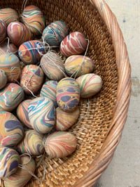 Image 9 of SINGLE small hand marbled wooden egg - Mixed colours and patterns