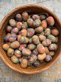 Image 4 of SINGLE small hand marbled wooden egg - Mixed colours and patterns