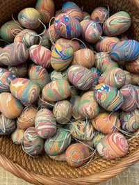 Image 3 of SINGLE small hand marbled wooden egg - Mixed colours and patterns