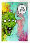 Monster Affirmation original art - You Rock!