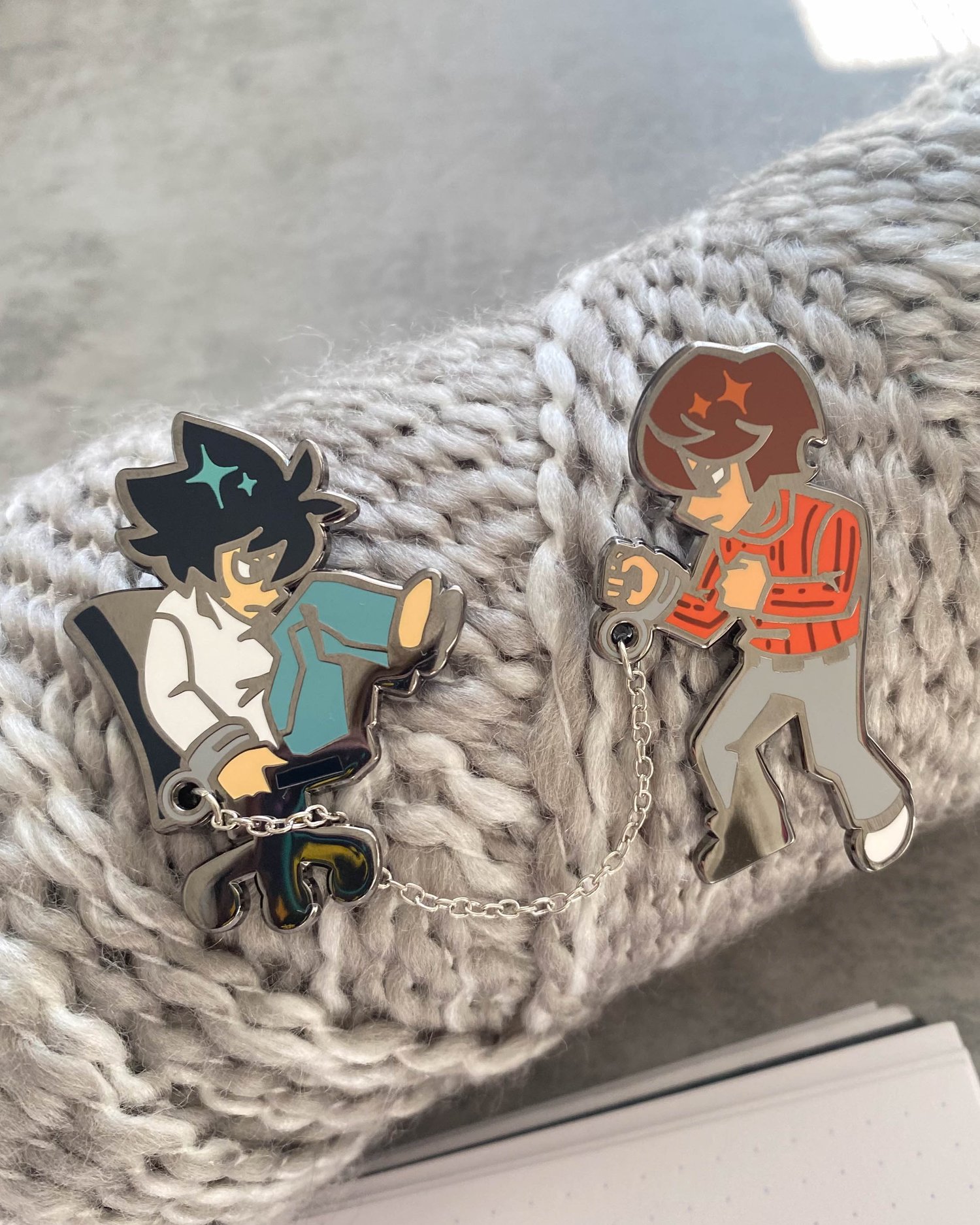 Chained together Enamel Pins