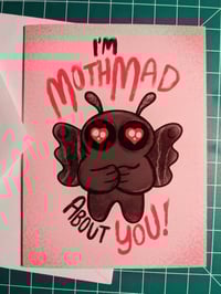 Mothmad About You - Cute Romantic Mothman Greeting Card - Love Valentine