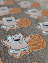 Image 3 of I'm a Tough Tootin' Baby - Cute Buff Baby Finn Adventure Time Vinyl Laminate Sticker