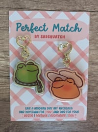 Image 2 of Perfect Match - Cute Set of Frog and Toad Keychain Resin Charms - Couple Partner Friend BFF