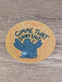 Image 1 of Gimme that Shiny Stuff - Bowerbird Crow Cute Bird Vinyl Sticker