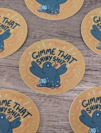 Image 2 of Gimme that Shiny Stuff - Bowerbird Crow Cute Bird Vinyl Sticker