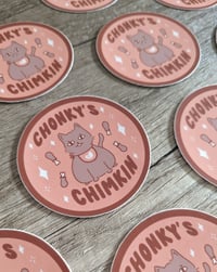 Image 2 of Chonky's Chimkin - Cute Funny Chubby Cat Vinyl Laminate Sticker