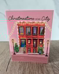 Image 1 of Christmastime in the City - Cute Brownstone Christmas Card