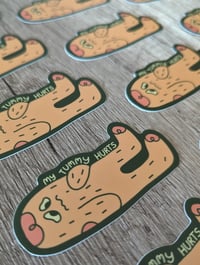 Image 3 of My Tummy Hurts - Sasquatch Bigfoot Cryptid IBD Vinyl Laminate Sticker