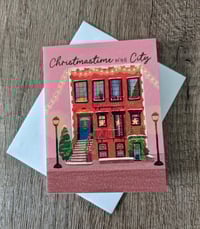Image 2 of Christmastime in the City - Cute Brownstone Christmas Card