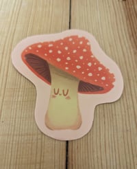 Image 2 of Mushy Too - Cute Mushroom Vinyl Laminate Sticker