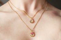 Image 5 of Real Pressed Flower Blue Forget Me Not Delicate Leaves Hawthorn Stainless Steel Frame Necklace Re...