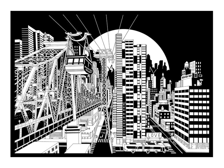 Image of Roosevelt Island - Black and white 