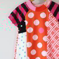 Image 2 of orange pink polka dots mix 3T courtneycourtney patchwork sweater dress short sleeve bubble