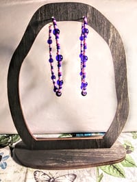 Image 6 of Blueberry Blue, Purple, Lavender, and Pink Multicolor Beaded Extra Large Hoop Earrings