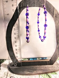 Image 5 of Blueberry Blue, Purple, Lavender, and Pink Multicolor Beaded Extra Large Hoop Earrings