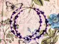 Image 9 of Blueberry Blue, Purple, Lavender, and Pink Multicolor Beaded Extra Large Hoop Earrings