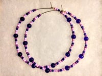 Image 8 of Blueberry Blue, Purple, Lavender, and Pink Multicolor Beaded Extra Large Hoop Earrings