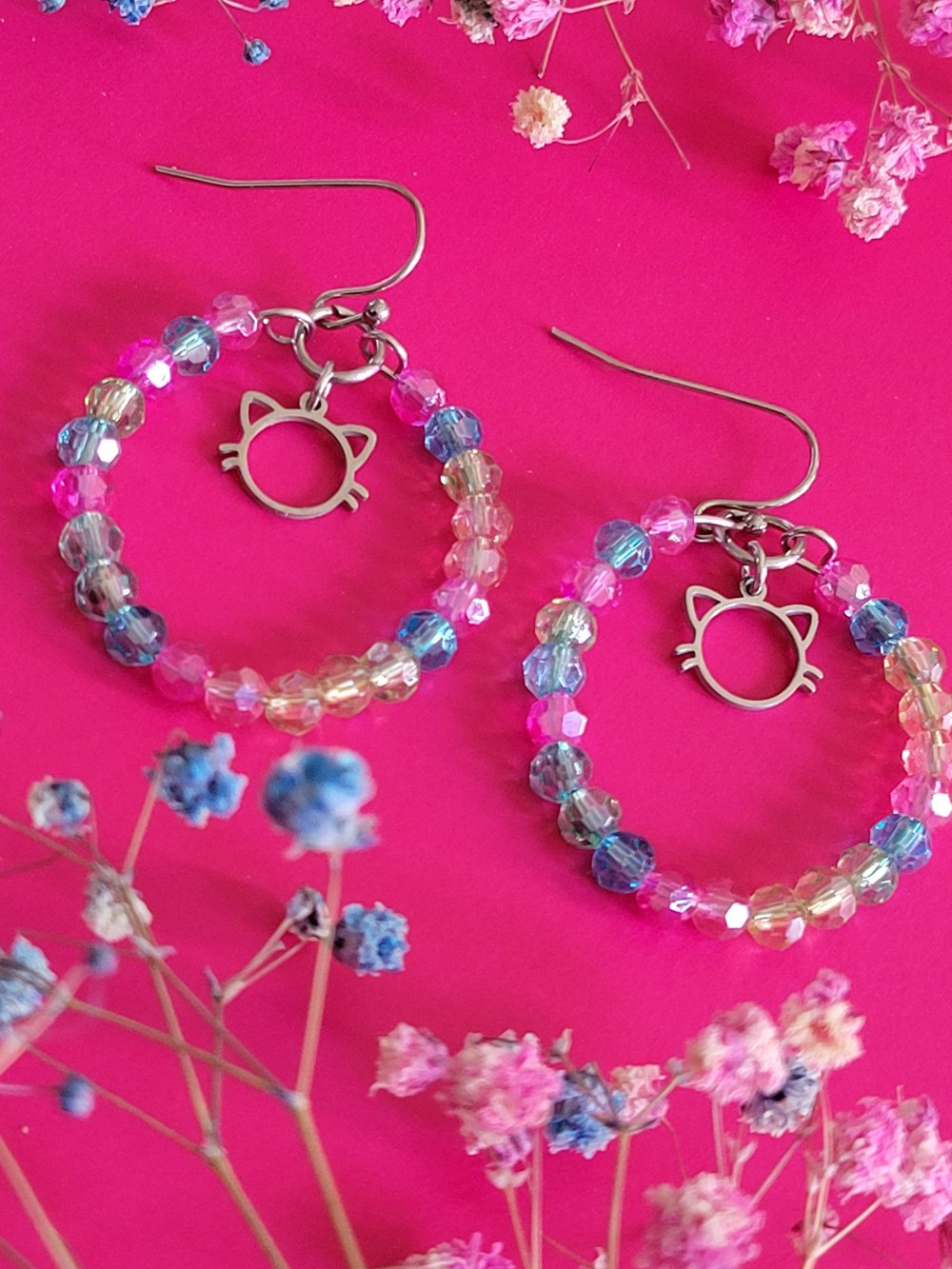 Image of "Kitty Fun" Hoop Earrings 