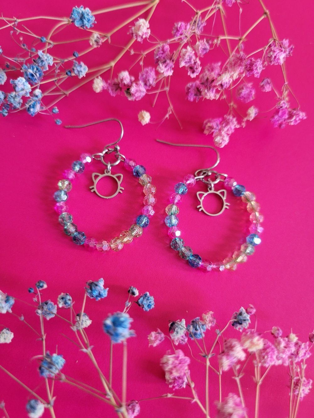Image of "Kitty Fun" Hoop Earrings 