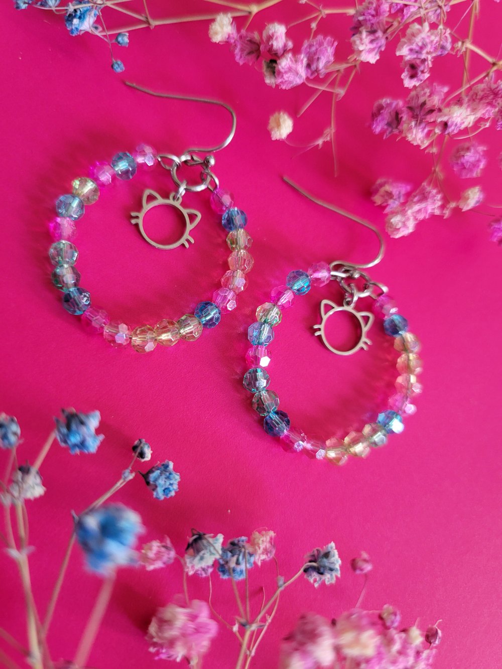 Image of "Kitty Fun" Hoop Earrings 