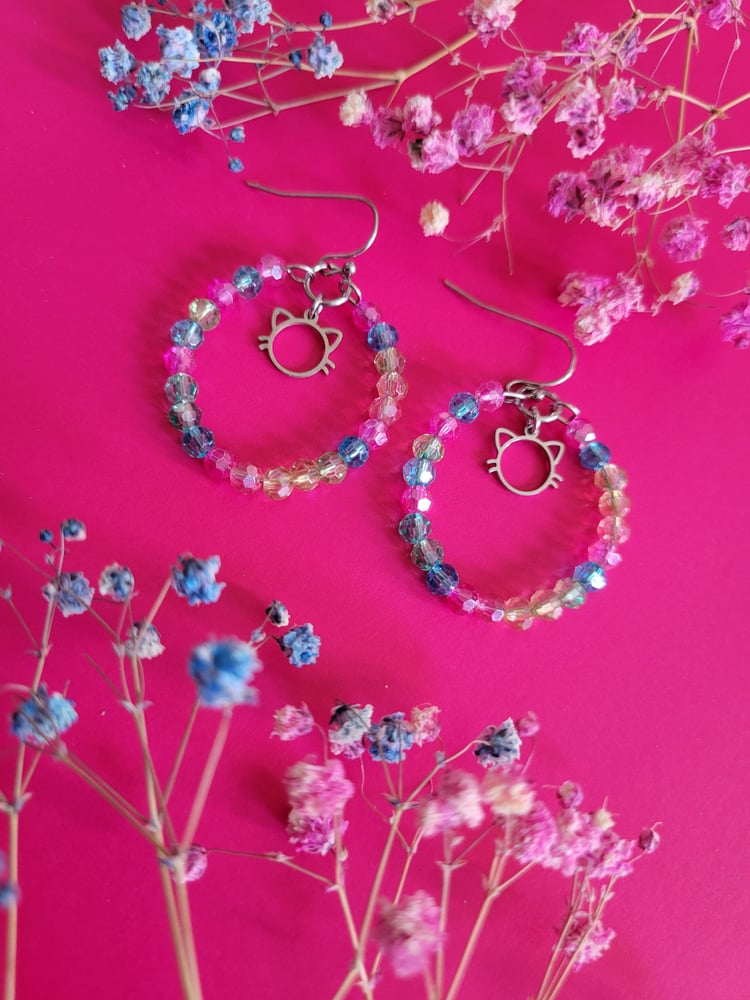 Image of "Kitty Fun" Hoop Earrings 
