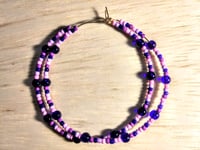 Image 1 of Blueberry Blue, Purple, Lavender, and Pink Multicolor Beaded Extra Large Hoop Earrings