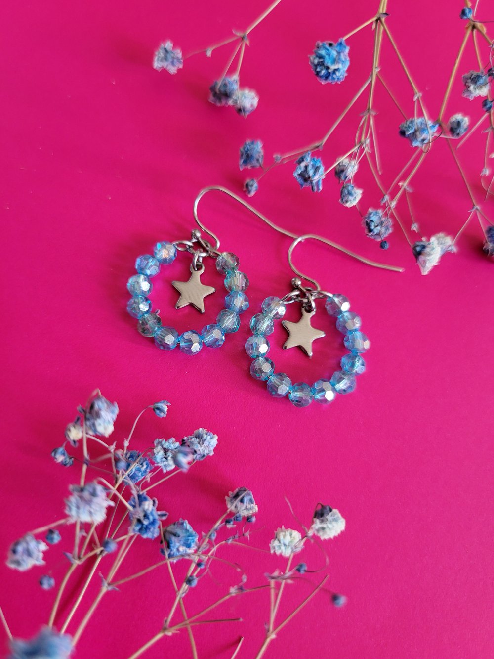 Image of "Kitty Star" Pink & Blue Hoop Set