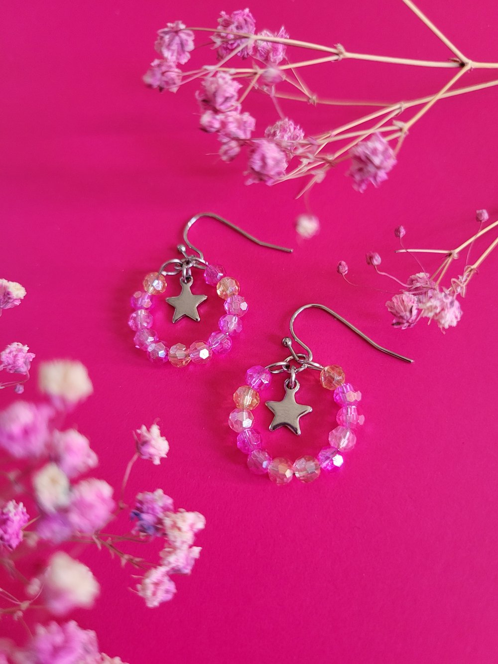 Image of "Kitty Star" Blue & Pink Hoop Set