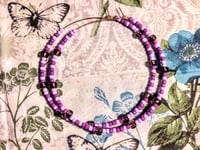 Image 9 of Amethyst Purple, Lavender, & Geranium Purple Multicolor Multicolor Beaded Extra Large Hoop Earrings