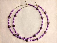 Image 8 of Amethyst Purple, Lavender, & Geranium Purple Multicolor Multicolor Beaded Extra Large Hoop Earrings