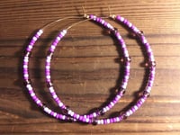 Image 4 of Amethyst Purple, Lavender, & Geranium Purple Multicolor Multicolor Beaded Extra Large Hoop Earrings