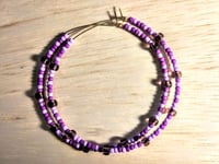 Image 1 of Amethyst Purple, Lavender, & Geranium Purple Multicolor Multicolor Beaded Extra Large Hoop Earrings