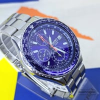 Image 3 of 2017 Seiko Flightmaster SND255 Blue Pilot's Chronograph (7t92-0CF0)