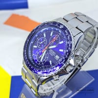 Image 4 of 2017 Seiko Flightmaster SND255 Blue Pilot's Chronograph (7t92-0CF0)