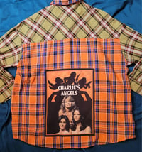 Image 1 of  Charlie's Angels patchwork patch flannel, size XL