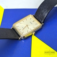 Image 1 of 1993 Seiko Spirit Quartz 'Tank' Gold Snowflake Dial Dress Watch (5E21-5B50)