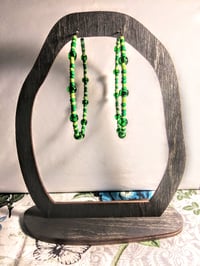 Image 6 of Forest Green and Lime Green Multicolor Beaded Extra Large Hoop Earrings