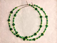 Image 8 of Forest Green and Lime Green Multicolor Beaded Extra Large Hoop Earrings