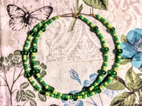 Image 9 of Forest Green and Lime Green Multicolor Beaded Extra Large Hoop Earrings