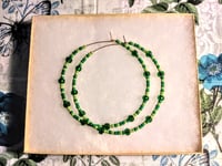 Image 7 of Forest Green and Lime Green Multicolor Beaded Extra Large Hoop Earrings