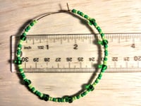 Image 2 of Forest Green and Lime Green Multicolor Beaded Extra Large Hoop Earrings