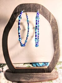 Image 6 of Aqua Blue and Sapphire Blue Multicolor Beaded Extra Large Hoop Earrings