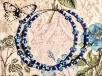 Image 9 of Aqua Blue and Sapphire Blue Multicolor Beaded Extra Large Hoop Earrings
