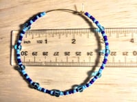Image 2 of Aqua Blue and Sapphire Blue Multicolor Beaded Extra Large Hoop Earrings