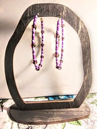 Image 6 of Amethyst Purple, Lavender, & Geranium Purple Multicolor Multicolor Beaded Extra Large Hoop Earrings