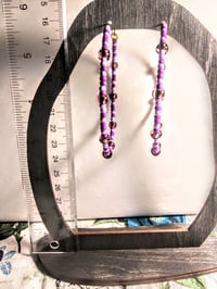 Image 5 of Amethyst Purple, Lavender, & Geranium Purple Multicolor Multicolor Beaded Extra Large Hoop Earrings