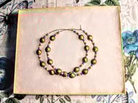 Image 7 of Rainbow Light Blue, Red, Orange, Ocean Blue, and Gold Multicolor Beaded Large Hoop Earrings