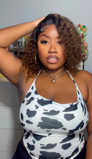Image of Brown Ombré 7x5 Curly Bob Wig in 12”