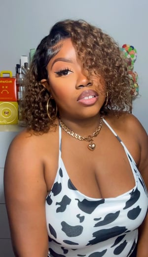Image of Brown Ombré 7x5 Curly Bob Wig in 12”